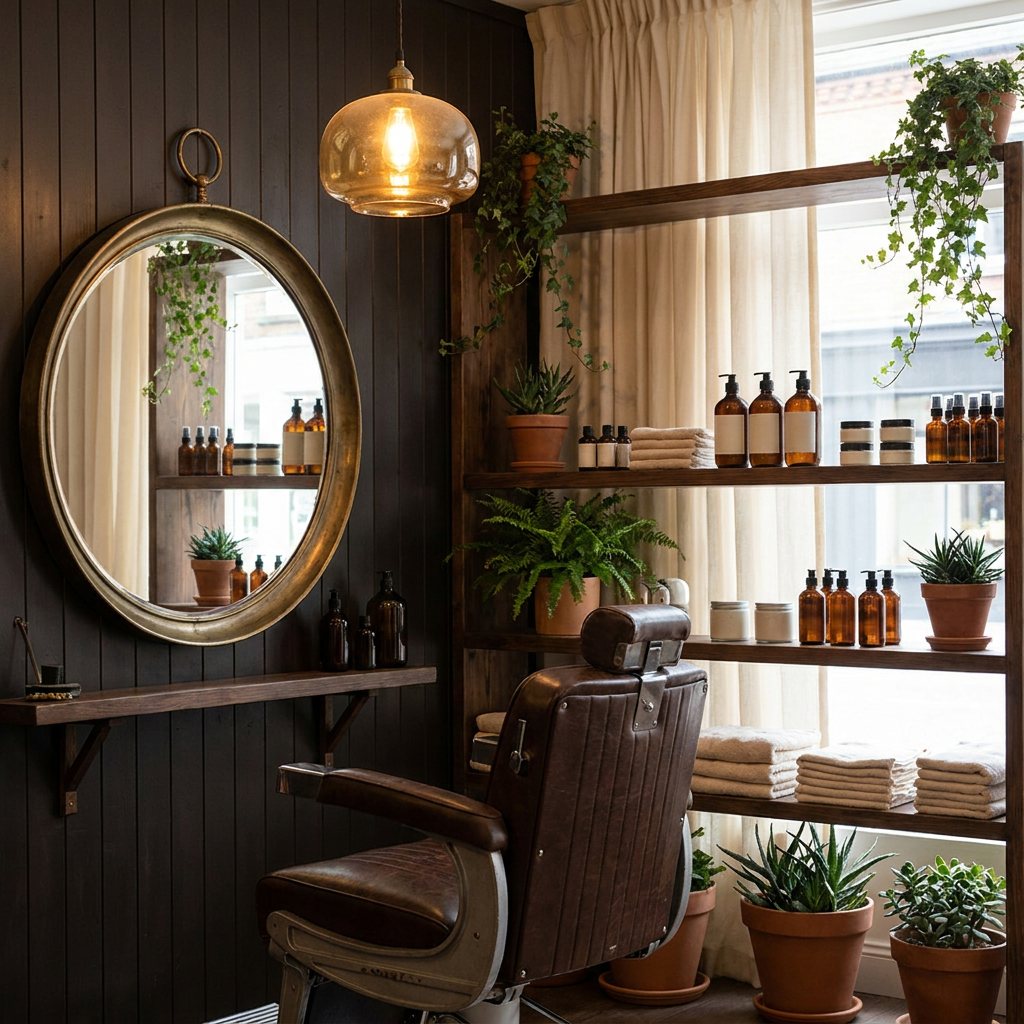 Sfeervol hoekje in de salon van Kapper Muro