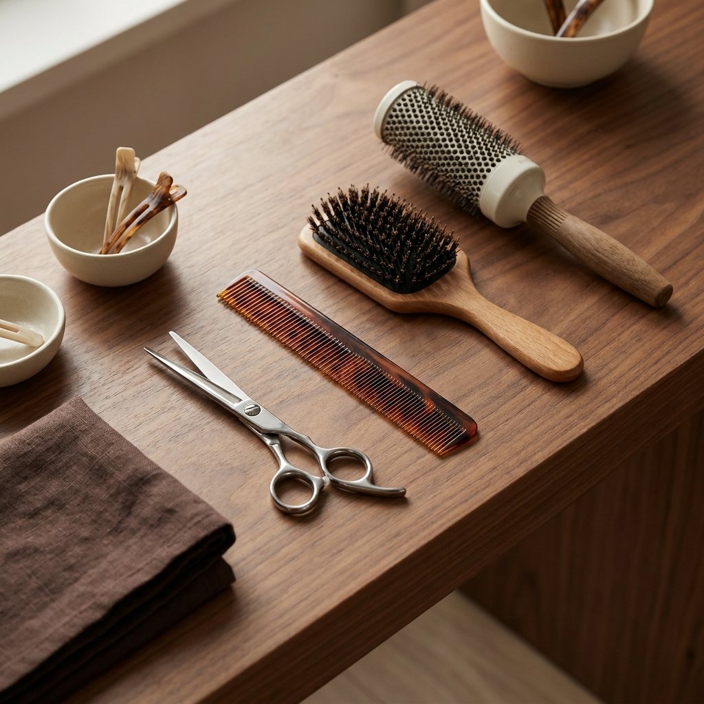 Kappersgereedschap: schaar, kam en tondeuse